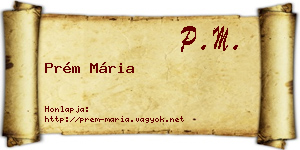 Prém Mária névjegykártya